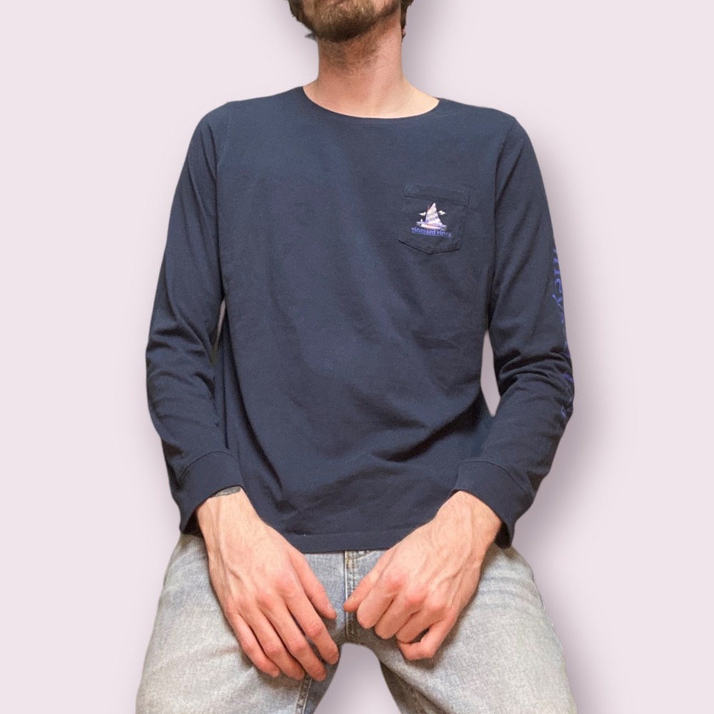 navy blue Vinyard Vines long sleeve tee